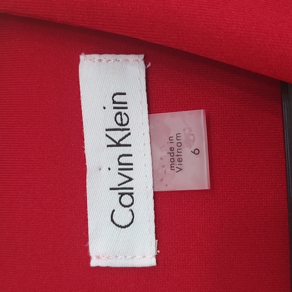 CALVIN KLEIN Red Choker V-neck Cutout Scuba Dress - Picture 6 of 10